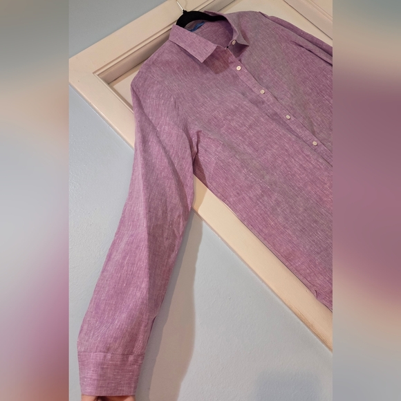 Women's J. McLaughlin Purple Britt Linen Blouse, Size L - Picture 6 of 12